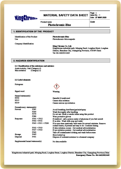 MSDS-Photochromic-Blue