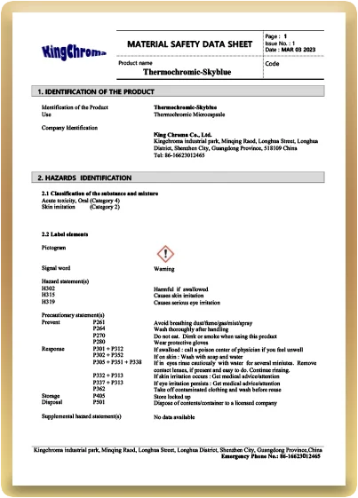 Thermochromic - SkyBlue - MSDS